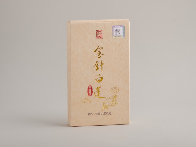 Shu puer „Biały Lotos ze Złotymi Igłami”, Yong Zhen, 2023 r., 200 g.